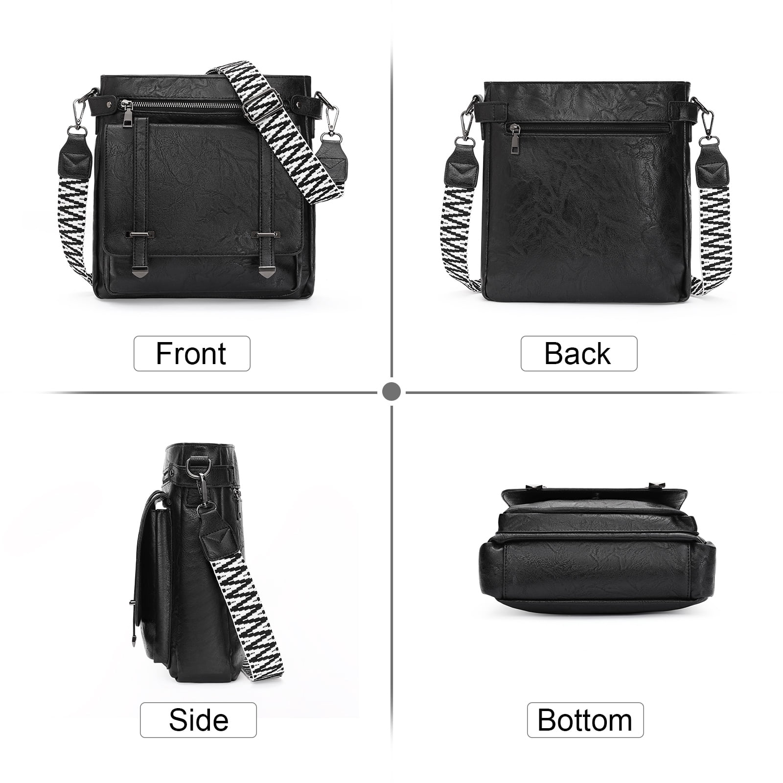 KALUNMA Crossbody Bags for Women Multi Pocket Vegan Leather Shoulder Handbags Travel Purse with Adjustable Strap