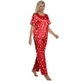 thumbnail image 6 of DAKIMOE Womens Silk Satin Pajama Set Christmas Pajamas Short Sleeve Shirt with Long Pant Two-piece Pj Sets Soft Sleepwear Loungewear Nightwear Pjs S-2XL, 6 of 9
