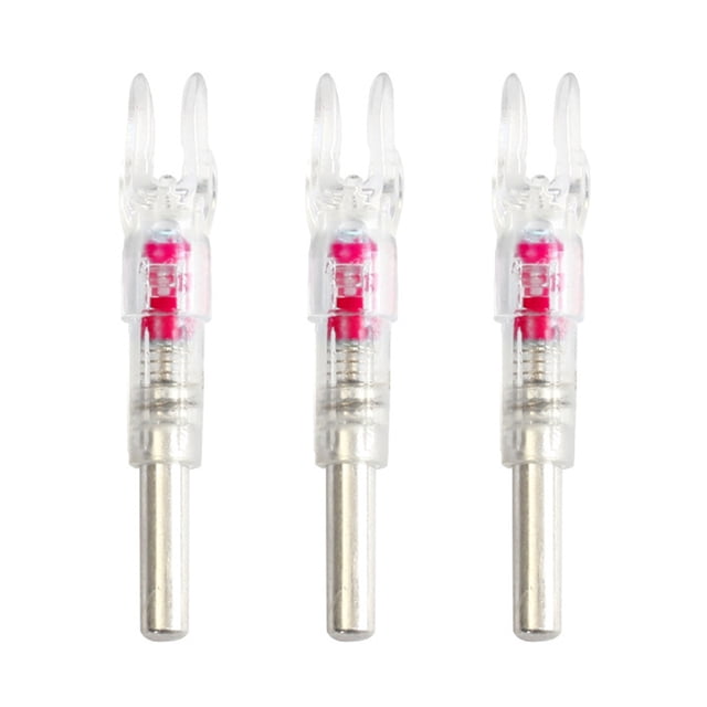3-Pack Red LED Lighted Arrow Nocks - 6.2mm Inner Diameter Fit, Auto-Ignite PE Construction, 4.5cm Length, 1.77in Size, 1.5g Each - High Brightness Visibility for Night Archery Shooting, Durable &