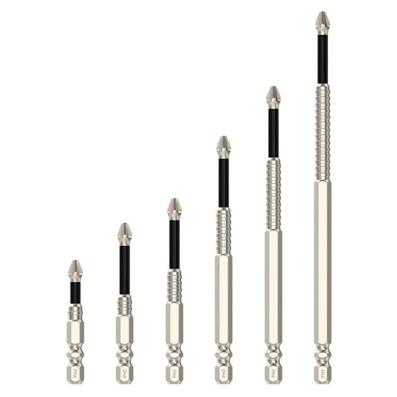 High-Magnetic Screwdriver Drill Bit, Strong Magnetic Durability Screwdriver Drill Bit Set, Anti-Slip Magnetic Electric Screwdriver Set, Electric Precision Screwdriver, 50 65 75 100 120 150 mm, 6Pcs