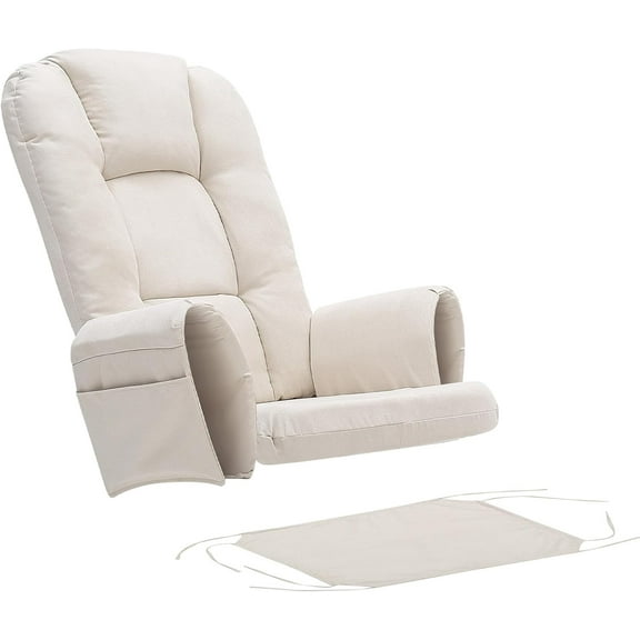 Aorsher 5PCS Thicken Glider Rocker Replacement Cushions, Soft Suede Rocking Chair Cushion Set with Ottoman Cover for Indoor Nursery Glider Rocking Chair, Beige