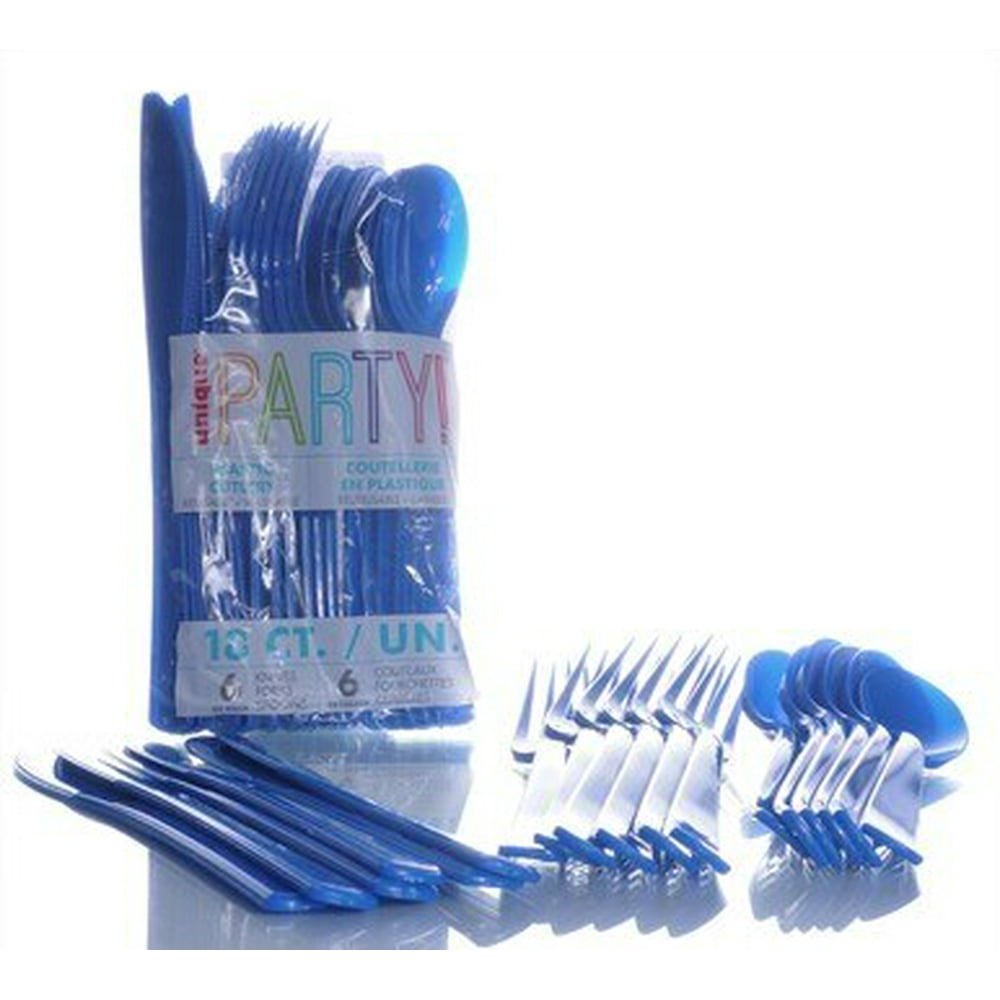blue disposable cutlery