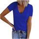 thumbnail image 1 of Tops de Color Sólido para las Mujeres, Manga Corta con Cuello en V Suéter Blusa de Moda para Ocasional, Fiesta Y Trabajo, 1 of 7