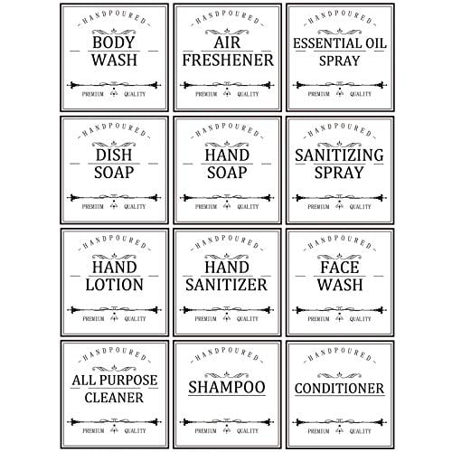 White Waterproof Labels for Bottles, Farmhouse Bathroom/Kitchen Hand Soap Dispenser Label Stickers, 16oz/32oz Bottle Labels for Soap, Lotion, Shampoo ...