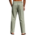 thumbnail image 5 of Lightweight Linen Jogger Pants for Men Elastic Waist Drawstring Straight-Legs Pants with Pockets Cotton Linen Cotton Trousers Summer Beach Vacation Yoga Casual Pant,Green L, 5 of 6