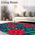 thumbnail image 2 of ODIKA 6'x9' Machine Washable Non-Slip Area Rug, Christmas Poinsettia Floral Doormat Seasonal Botanical Entry High Traffic Rug, Red, 504075, 2 of 7