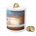 thumbnail image 3 of Outer Space Piggy Bank, Spaceman in the Galaxy in Front of Nebula Gas Cloud Interstellar Art Print, Ceramic Coin Bank Money Box for Cash Saving, 3.6" X 3.2", Blue Yellow, by Ambesonne, 3 of 4