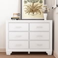 thumbnail image 2 of HOSSLLY Modern 6 Drawer Double Dresser with Bar Handles in Whit, 2 of 9