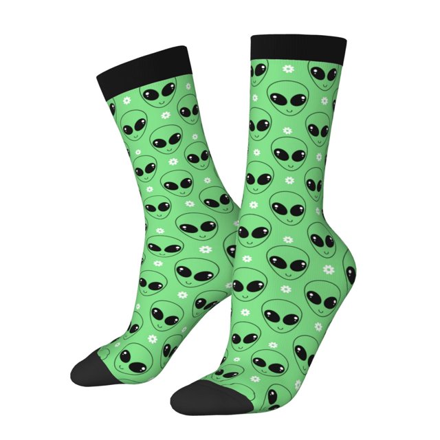 Balery alien cartoons Calcetas Largas con Estampado para Hombre y Mujer – Suaves y Transpirables, Talla Única (US 5-11)