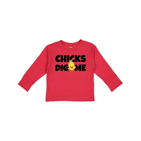 

Inktastic Chicks Dig Me with Bow Tie Gift Toddler Boy Girl Long Sleeve T-Shirt