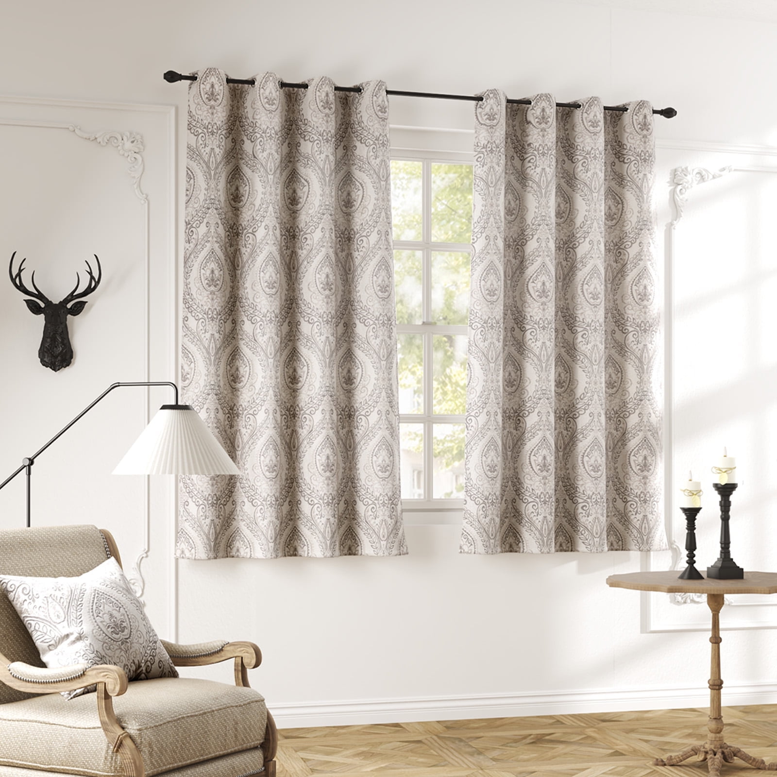 Rideau En Lin Blanc 213.4 Cm - Style Ferme Élégant - Filtrage Lumière Naturelle - 132 Cm Large