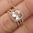 thumbnail image 6 of Diamond Moissanite Halo Morganite 10k Rose Gold Wedding Set 10mm Cushion Cut 5.75 Carat Marquise Shape Style, 6 of 6