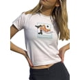 thumbnail image 2 of VISgogo Tops cortos de verano para mujer, camisetas de manga corta con estampado de letras de dibujos animados a la moda VISgogo moda, 2 of 9