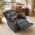thumbnail image 5 of MCombo Electric Power Recliner Chair with Massage & Heat, Extended Footrest, USB Ports, 2 Side & Front Pockets, Cup Holders, Grey Plush Fabric 8015, 5 of 10