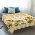 thumbnail image 4 of Sunflower Blanket Soft Cozy Warm Throw Blanket for Couch, Plush Fuzzy Flannel Fleece Blankets for Sofa, Retro Buffalo Plaid Yelloe Beige Country Bee Bed Blankets Lightweight Gifts for Women, 32"x48", 4 of 9