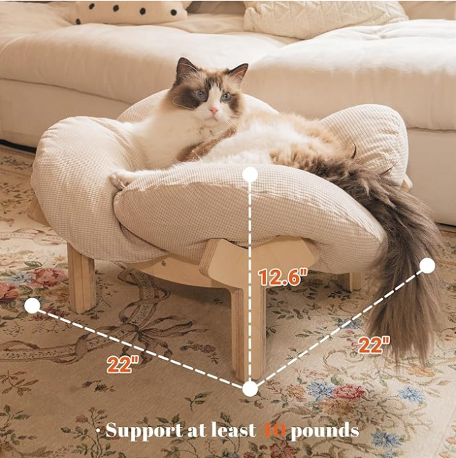 CheerPals Elevated Cat Bed with Wooden Frame photo 2