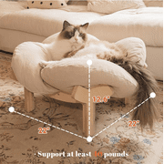 CheerPals Elevated Cat Bed, Washable Flower Pet Cushion with Sturdy Wooden Frame, Heavy-Duty Lounge Chair for Indoor Cats & Small Dogs, White
