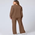 thumbnail image 4 of LYMAYTER 2-Piece Sets for Women Casual Long Sleeve Sets V Neck Tops Drawstring Wide Leg Pants Sets S-2XL, 4 of 9