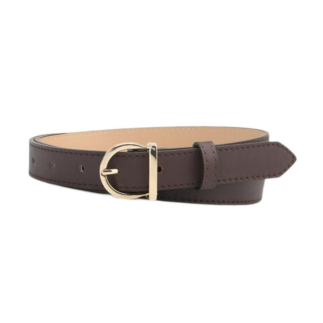 Cinturón de cuero para mujer, creativo, ajustable y versátil para vestidos, accesorio para damas. Café