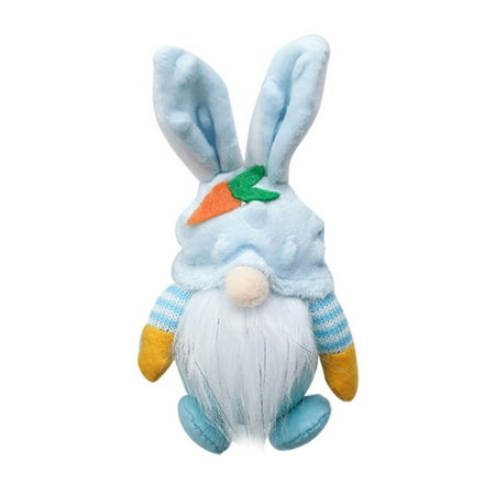 

EUBUY Easter Bunny Pendant Plush Fabric Dwarf Doll Children Gift Dining Table Home Decorations Blue