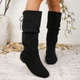 thumbnail image 4 of Bnwani Women Boots Footwear Low-Heel High Mid-Calf Comfortable Casual Solid Boot Black Size 5.5, 4 of 9