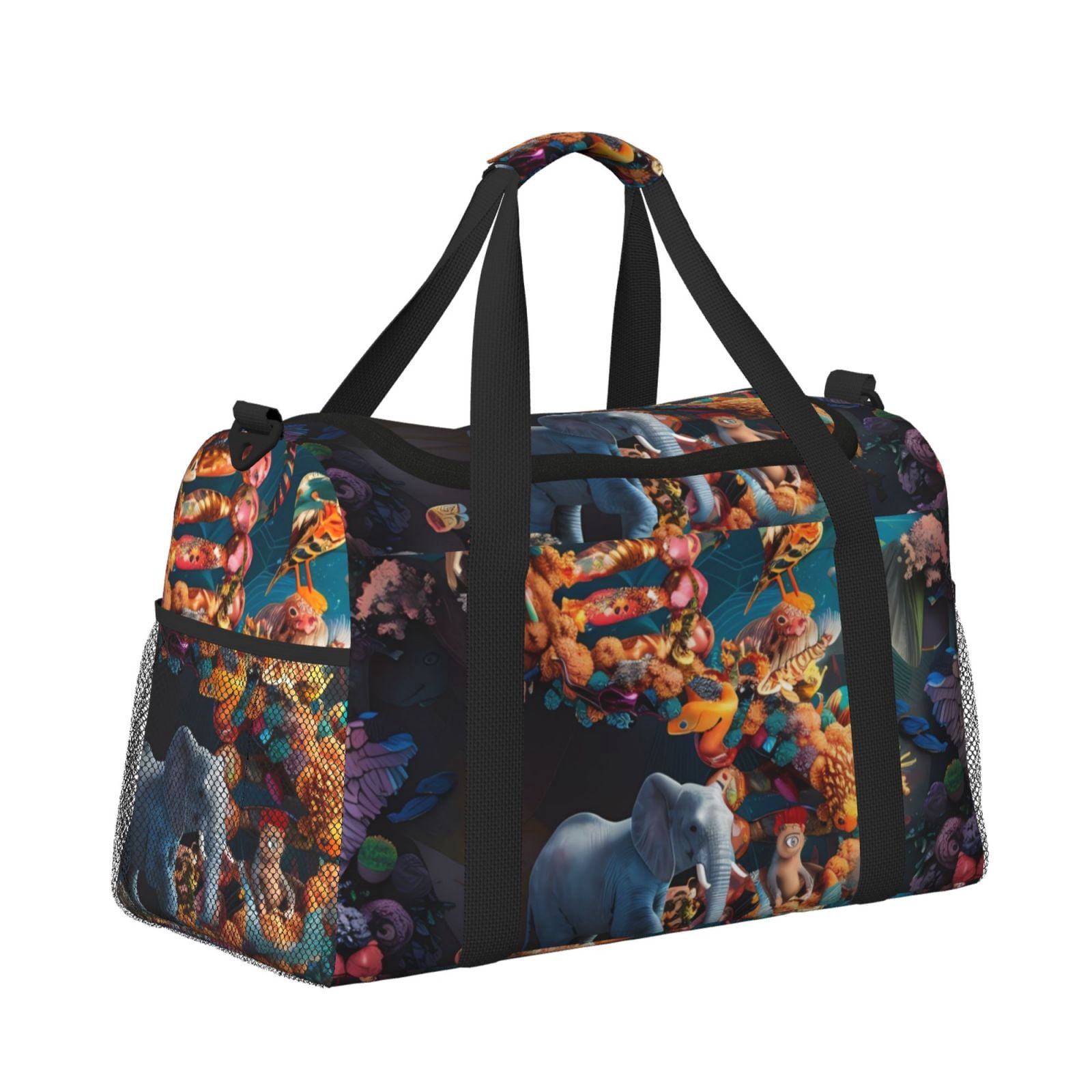Fuzoiu Whimsical Animal Spiral Print Travel Duffle Bag,Carry On Tote Bags,Duffel Bag,Sport Gym Bag, Hospital Bag for Labor and Delivery, Overnight Bag,Luggage Bag