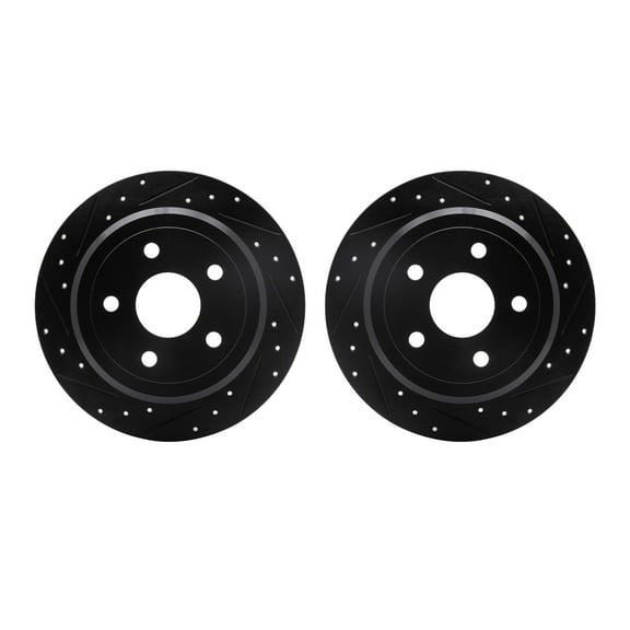 Dynamic Friction Company Rear Brake Rotors-Drilled and Slotted-Black 8002-42037