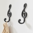thumbnail image 5 of Danya B 4 Piece Dark Brown Iron Musical Note Treble Clef Wall Sculpture Utility Hooks, 5 of 7