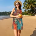 thumbnail image 3 of Easygdp Mandala Colorful para Vestido Transpirable de Mujer, Vestido Suelto de Manga Corta con Pliegues y Bolsillos para el Verano, 3 of 7