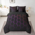 thumbnail image 2 of Feelyou Honeycomb Bedding Comforter Set 7pcs, Abstract Ombre Purple Red Full Bedding Set, 2 of 8