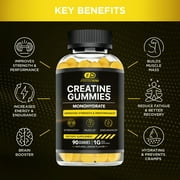 Effective Nutra Creatine Gummies for Men & Women - Creatine Monohydrate Gummies for Strength, Muscle, Energy - Natural Lemon Flavor (90ct)