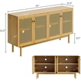 thumbnail image 2 of VANACC 63" TV Stand with Metal Mesh Doors & Adjustable Shelf, Natural Oak, 2 of 7