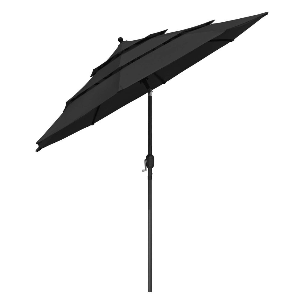 10 Ft 3 Tier Patio Umbrella with Crank Handle Push to Tilt