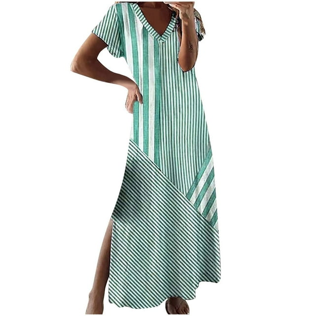 Vestido de Manga Corta para las Mujeres, Vestido Casual de Manga Corta con Cuello en V Hecha de Poliéster Cómodo para la Fiesta, Vestido Sexy para las Mujeres