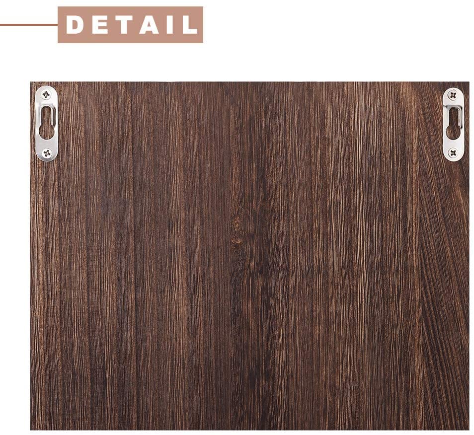 Oumilen Wood Wall Mount Mail and Key Holder Organizer with 3 Key Hooks, Brown
