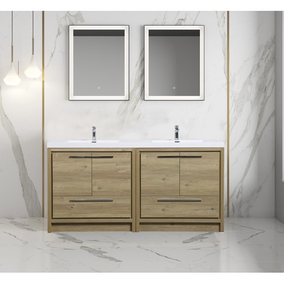 Alma Allier 72 inch Natual Oak Finish Vanity With White Sink