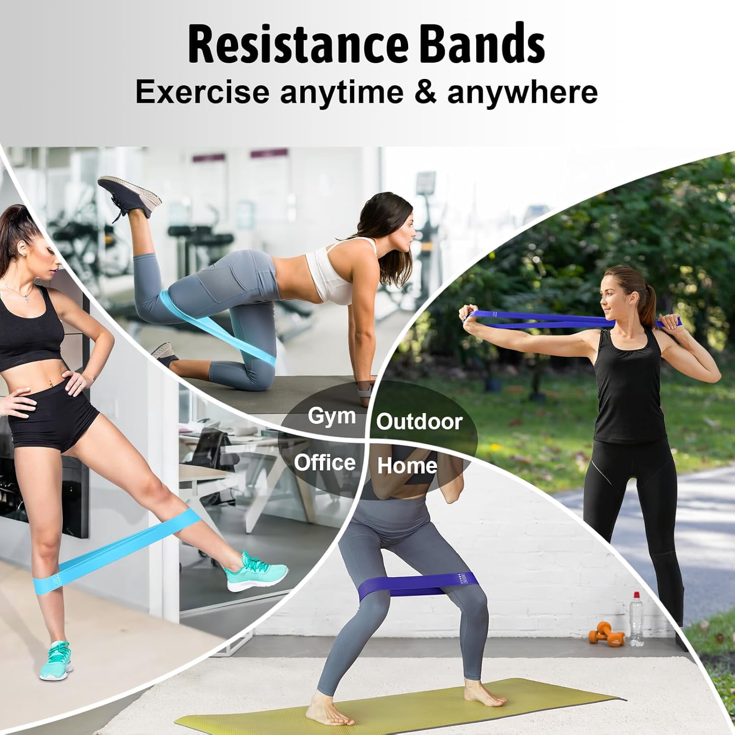 JJEAN-Resistance Bands for Working Out, Exercise Bands Resistance Bands Set with 5 Resistance Levels, Multi-Colored Workout Bands for Indoor & Outdoor Fitness, Leg Strength Training, Yoga