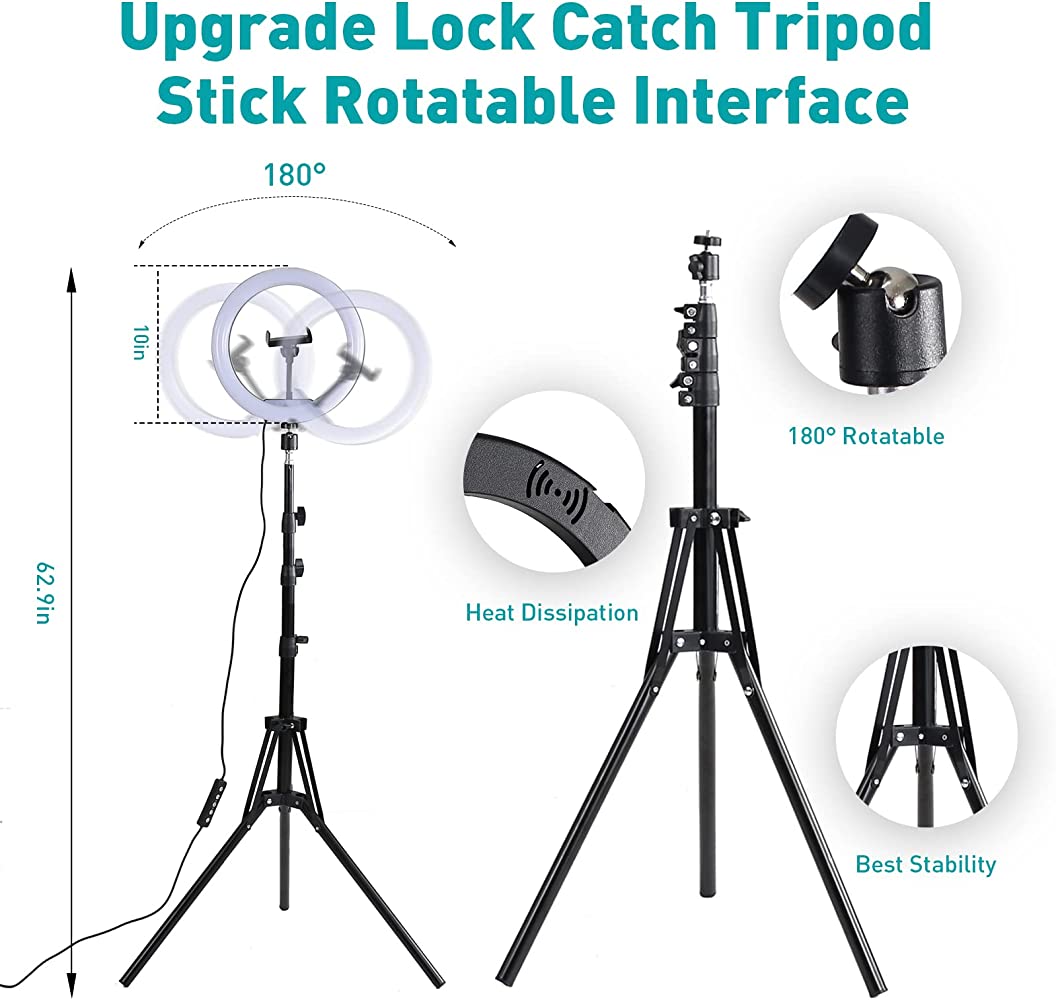 13" LED RGB Selfie Ring Light w/ Mini & Extendable Tripod Stand & Phone Holder 10 Brightness Level 26 Light Modes Dimmable Ringlight for Beauty Makeup Live Streaming YouTube Video Photography Shooting - image 3 of 7