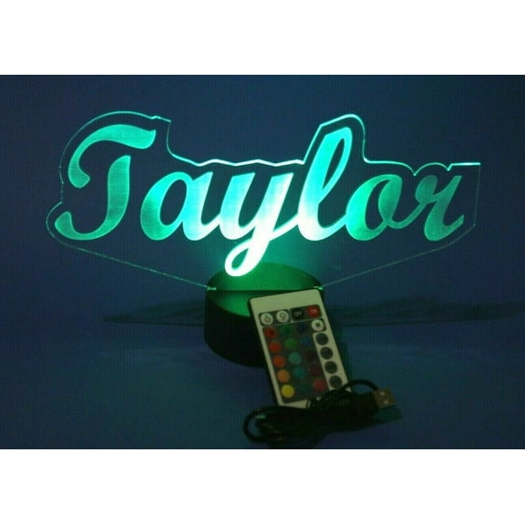 Any Name Made to Order Name Night Light Up Lamp LED Personalized Any Name Custom Desk Table Lamp, It's Wow, with Remote 16 Colors Changing, Free Engraving, Great Gift