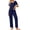 Navy Blue, variant on Ekouaer Pajamas for Women Set 2 Piece Lounge Set Soft Pajama Sets Short Sleeve and Pants Pj Sets Loose Sleepwear with Pockets