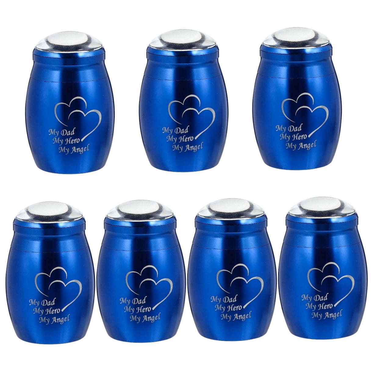 HOOWIFFY Stainless Steel Urn Blue 7Pcs 1x1x1.8in Pet Long-term Use