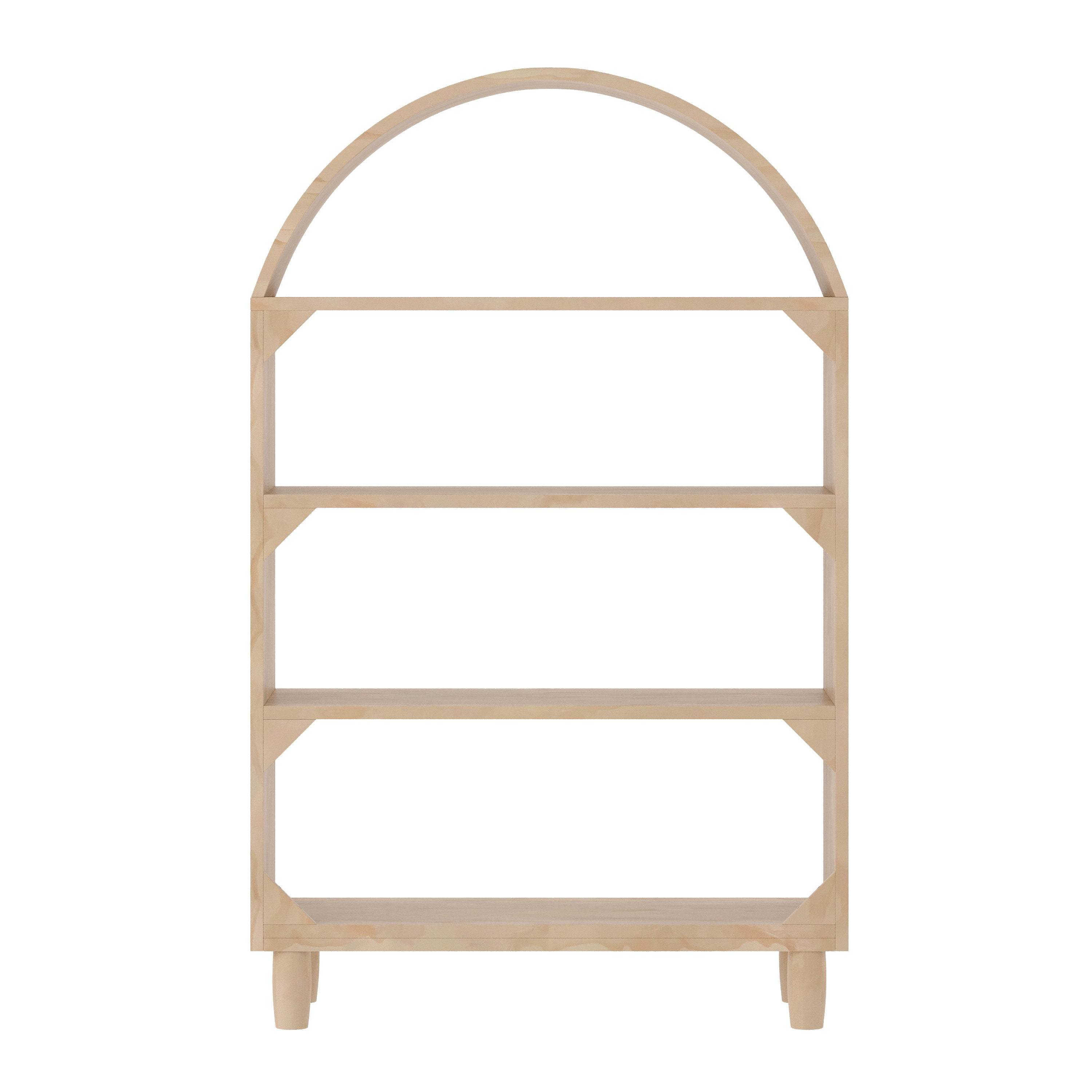 Buzz & Bloom Kids Open-Style Engineered Wood Bookshelf with 4 Shelves and Covered Rounded Top, Natural