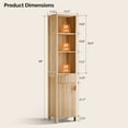 thumbnail image 2 of Ktaxon Fluted Bathroom Storage Cabinet Narrow Tall, Freestanding Cabinet Storage Tower with Grille Single Door and One Drawer, Oak, 2 of 8