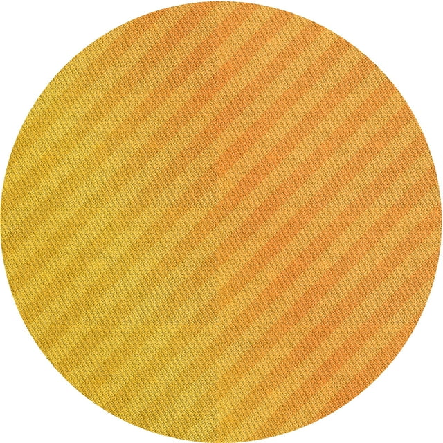 Ahgly Company Tapis Rond Lavable en Machine Intérieur Transitionnel Orange Néon, 4 Pieds Rond