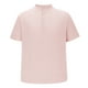 thumbnail image 3 of Blusa y camisa de manga corta con cuello alto para hombre, de verano, de lino, semiabierta, con botones, informal, holgada, a rayas, 3 of 5