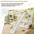 thumbnail image 6 of Twin-Over-Twin Bunk Bed with Slide, Storage Staircase & Detachable Rack, Wooden Kids Bed Frame with LED Light & Guardrail, 6 of 12