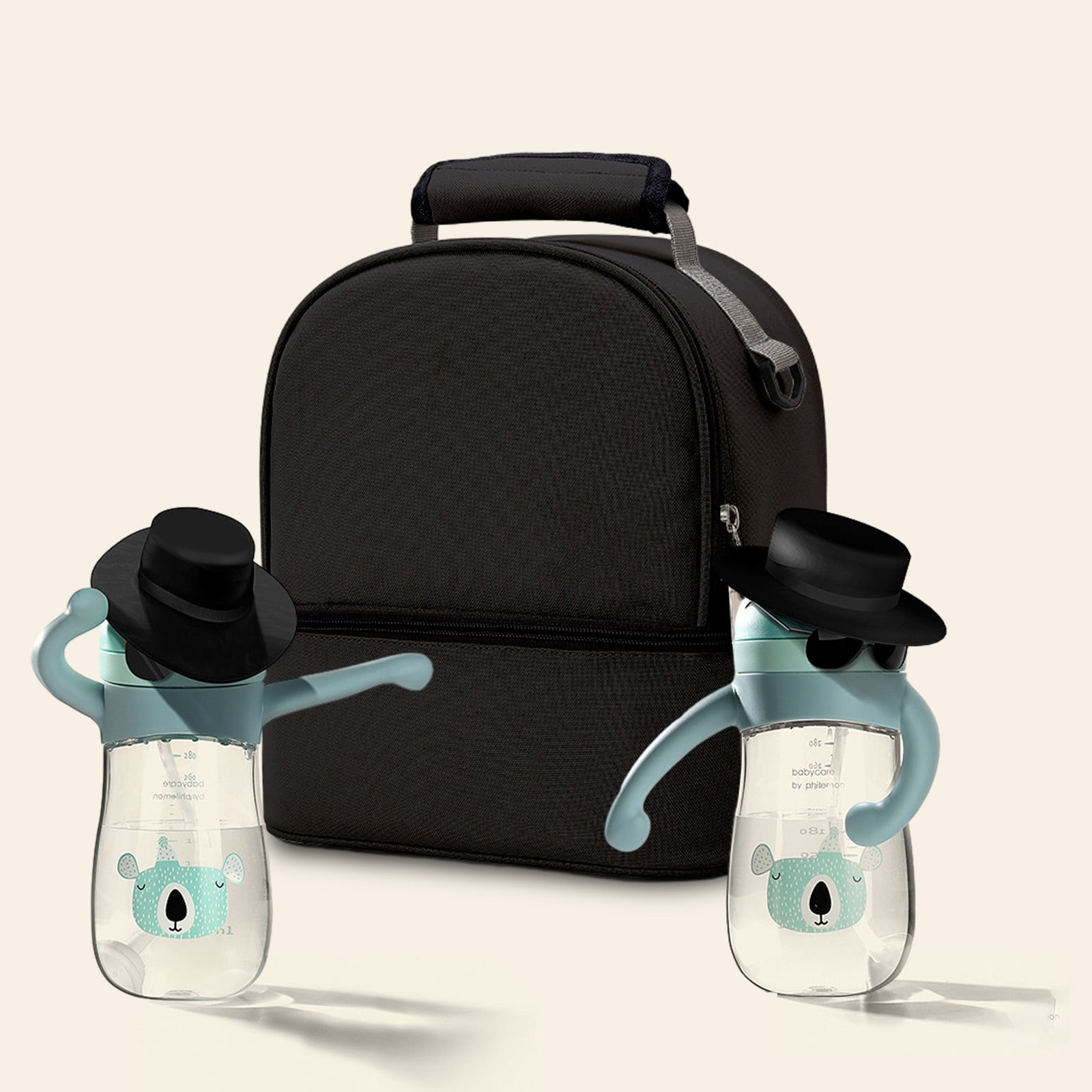Tuphregyow Portable Insulated Breastmilk Storage Backpack Mommy Bag with Ice Pack, Ideal for Mother and Baby, Refrigerated for Long lasting Preservation Black