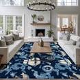 thumbnail image 3 of 6'x9' Area Rugs, Navy Blue Coastal Indoor Outdoor Area Rug for Living Room Bedroom, Nautical Boat Summer Beach Ocean Washable Bathroom Rugs Kitchen Floor Carpet Mats Home Decor Aesthetic, 3 of 8