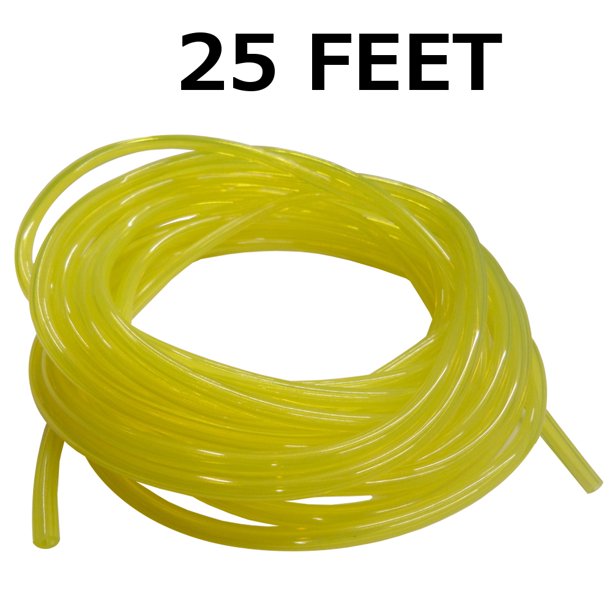 Clear Yellow Fuel Line, 1/8 x 1/4, .125 x .250 for Craftsman, Ryobi, Poulan, Weedeater 25 Feet
