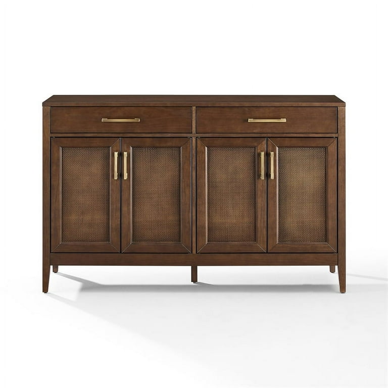 Crosley Furniture Milo Modern Wood Sideboard in Dark Brown Antique Brass
